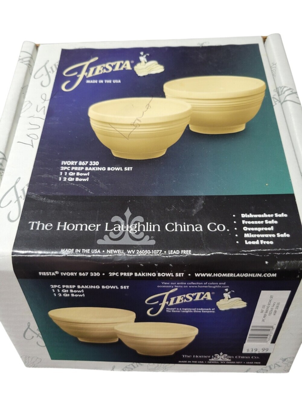 Fiesta Ware Ivory Prep Bowl Set NIB Retired 2-Piece Mixing Bowl Set Made in USA